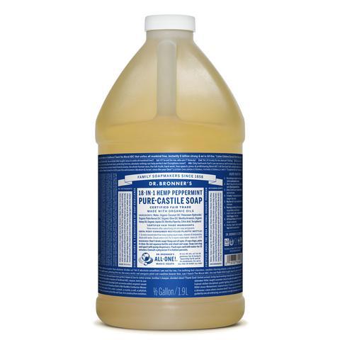 Dr Bronners Castille Soap Peppermint Dr Bronners Bath and Body 3.78L 1 Gallon at Little Earth Nest Eco Shop