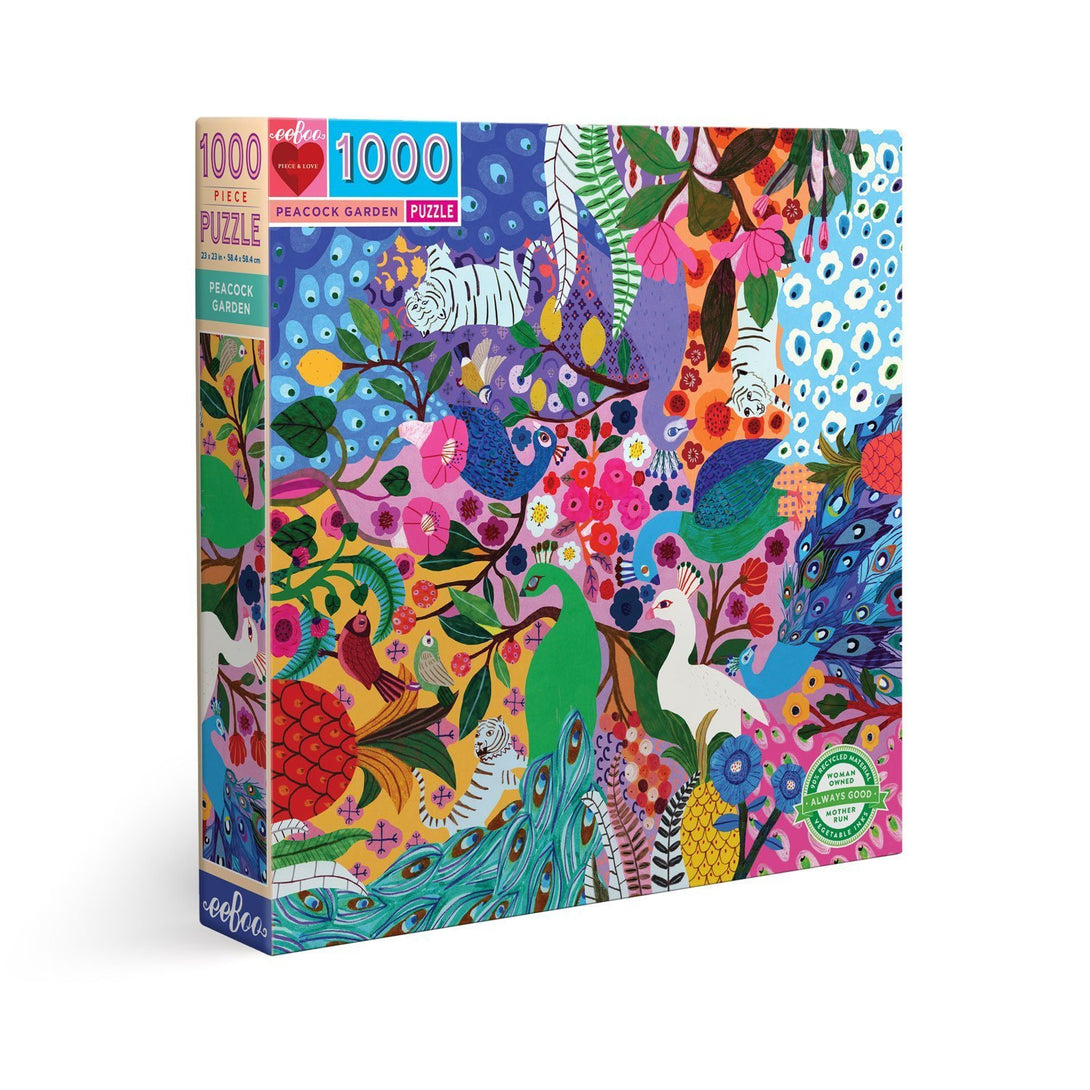 Peacock Garden 1000 Piece Puzzle by Eeboo Eeboo Puzzles at Little Earth Nest Eco Shop Geelong Online Store Australia