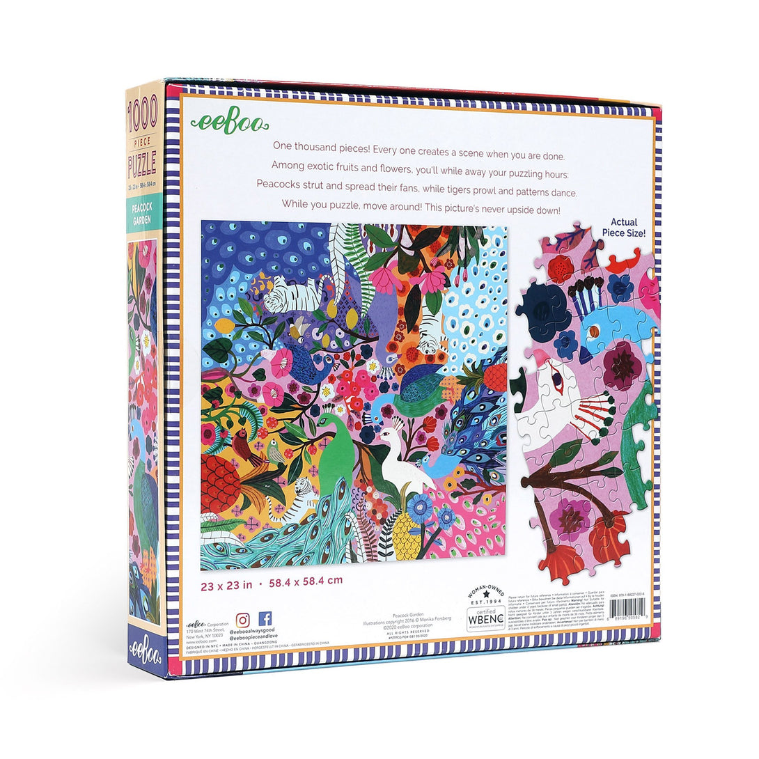 Peacock Garden 1000 Piece Puzzle by Eeboo Eeboo Puzzles at Little Earth Nest Eco Shop Geelong Online Store Australia