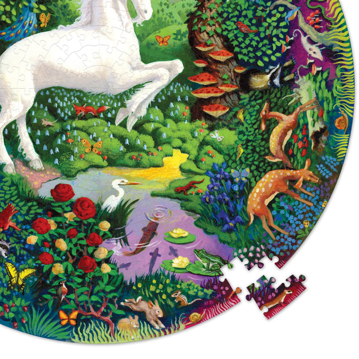 Round Unicorn Puzzle 500 Piece by Eeboo Eeboo Puzzles at Little Earth Nest Eco Shop