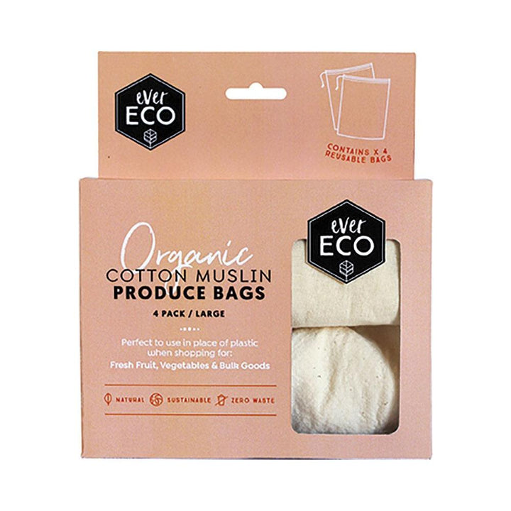 Ever Eco Organic Cotton Reusable Produce Bags Ever Eco Food Storage Containers Cotton Muslin at Little Earth Nest Eco Shop