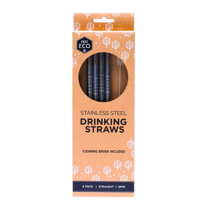 Ever Eco Stainless Steel Drinking Straws Ever Eco Lifestyle 4 Pack at Little Earth Nest Eco Shop