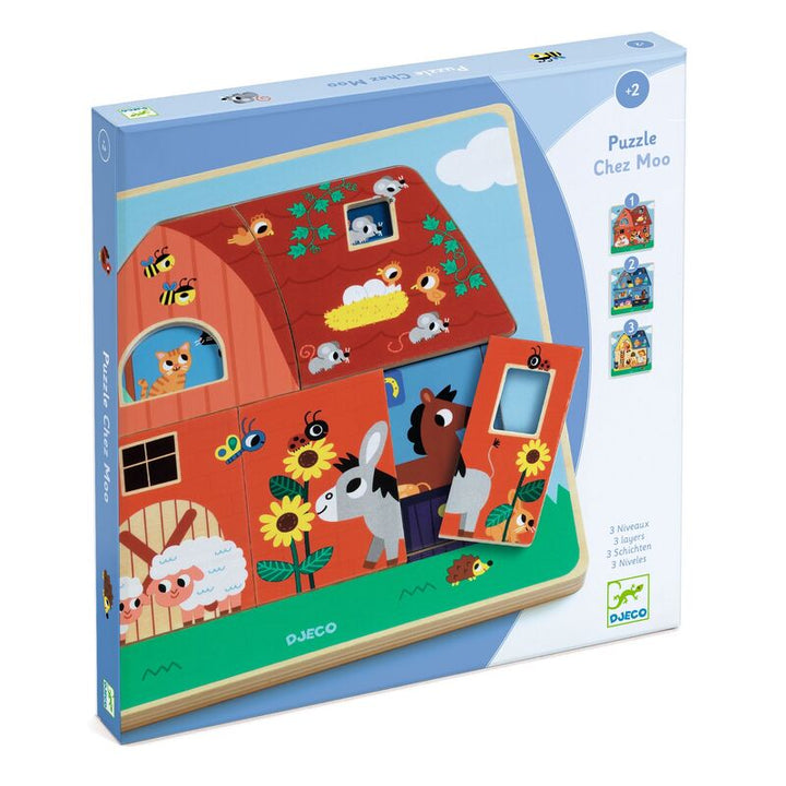 Djeco Farm Wooden 3 Layer Puzzle Little Earth Nest