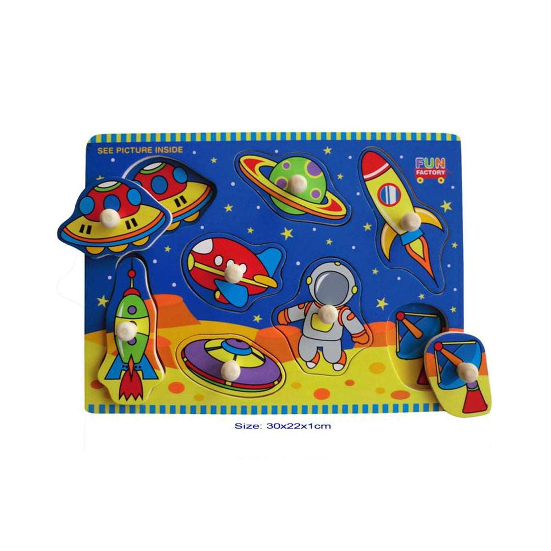 Fun Factory Wooden Space Puzzle with Knobs Fun Factory Puzzles at Little Earth Nest Eco Shop Geelong Online Store Australia