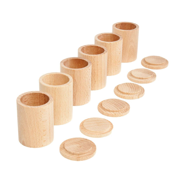 Grapat Natural Cups with Lids Set of 6 Grapat Activity Toys at Little Earth Nest Eco Shop