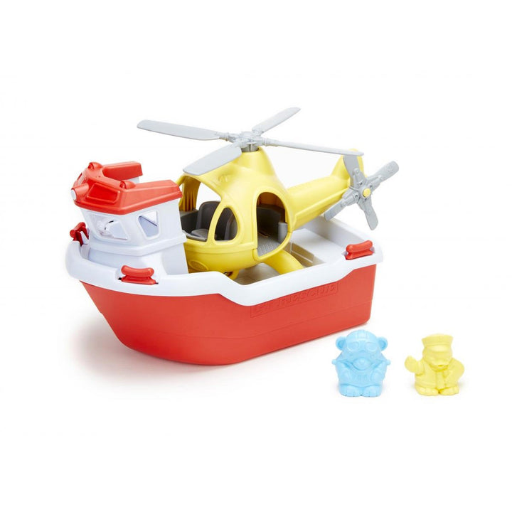 Green Toys Rescue Boat And Hellicopter Green Toys Bath Toys at Little Earth Nest Eco Shop