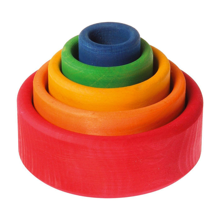 Grimm's Set of 5 Colourful Bowls Grimms Toys Rainbow - Red Outer at Little Earth Nest Eco Shop