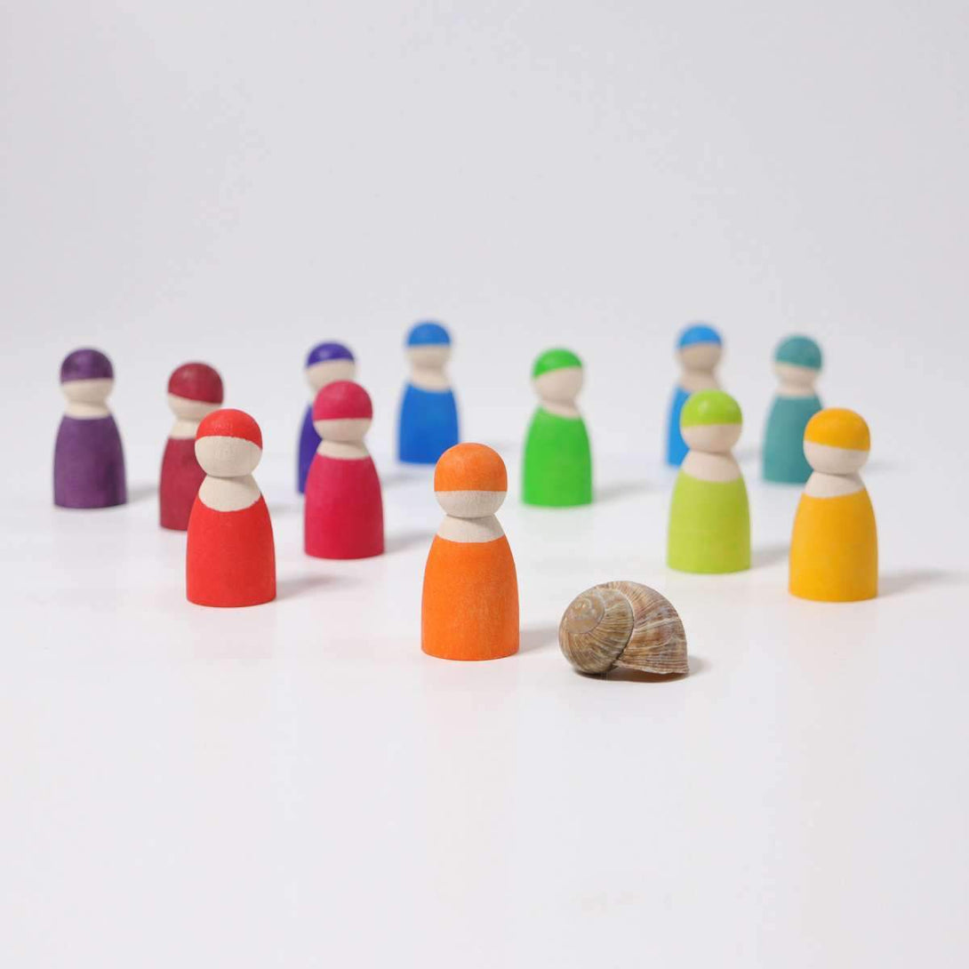 Grimms 12 Rainbow Friends Grimms Dolls, Playsets & Toy Figures at Little Earth Nest Eco Shop Geelong Online Store Australia