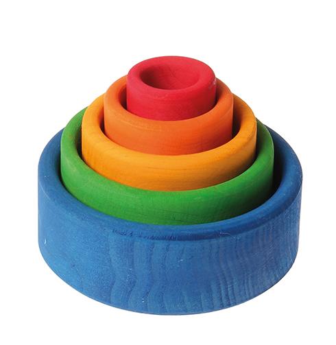 Grimm's Set of 5 Colourful Bowls Grimms Toys Rainbow - Blue Outer at Little Earth Nest Eco Shop