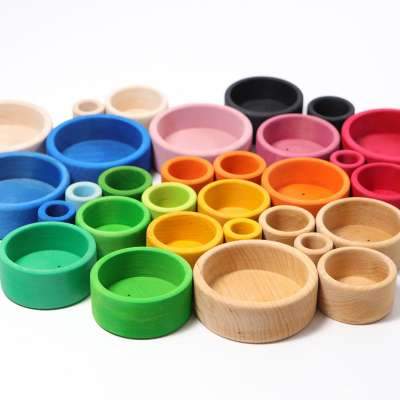 Grimm's Set of 5 Colourful Bowls Grimms Toys at Little Earth Nest Eco Shop