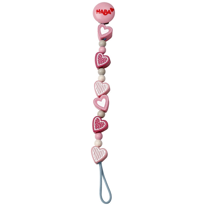 Haba Dummy Chain Haba Dummies and Teethers Heart at Little Earth Nest Eco Shop Geelong Online Store Australia