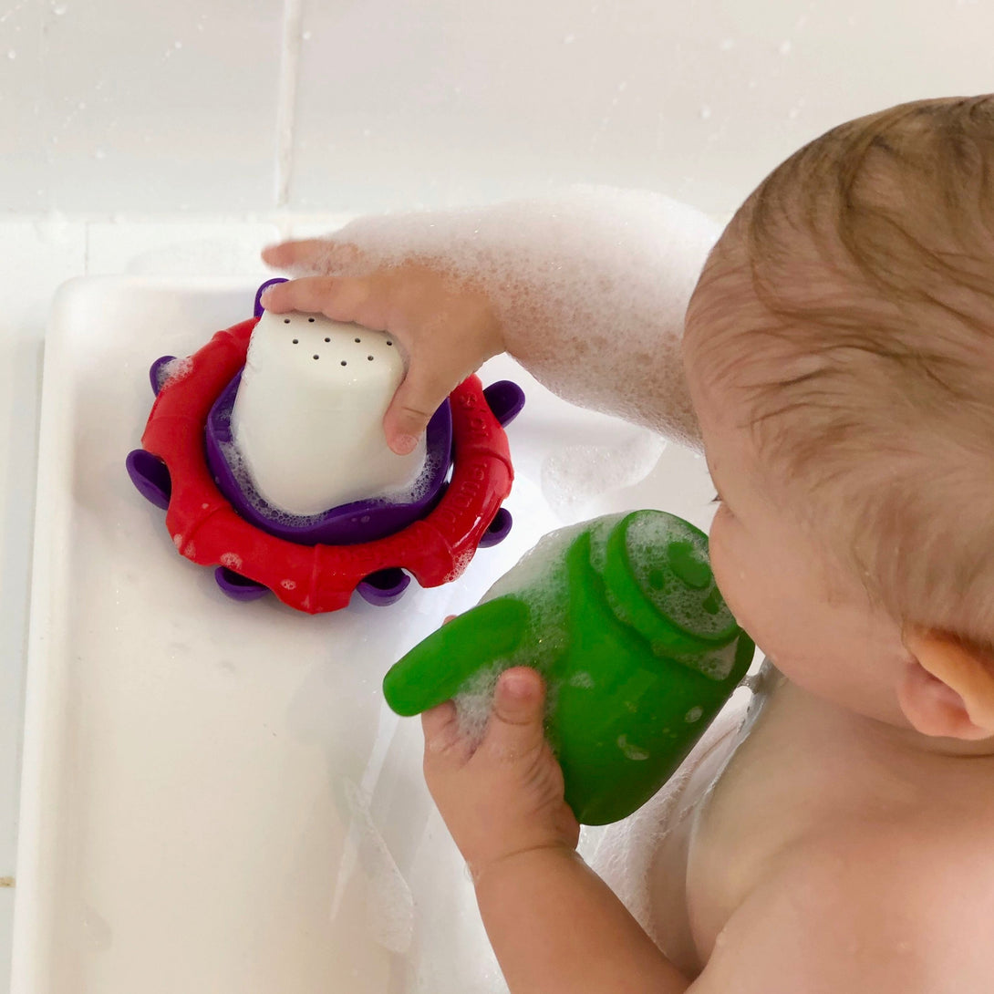 Happy Planet Toys Octobuoy Recycled Plastic Stacking Cups Happy Planet Toys Bath Toys at Little Earth Nest Eco Shop Geelong Online Store Australia