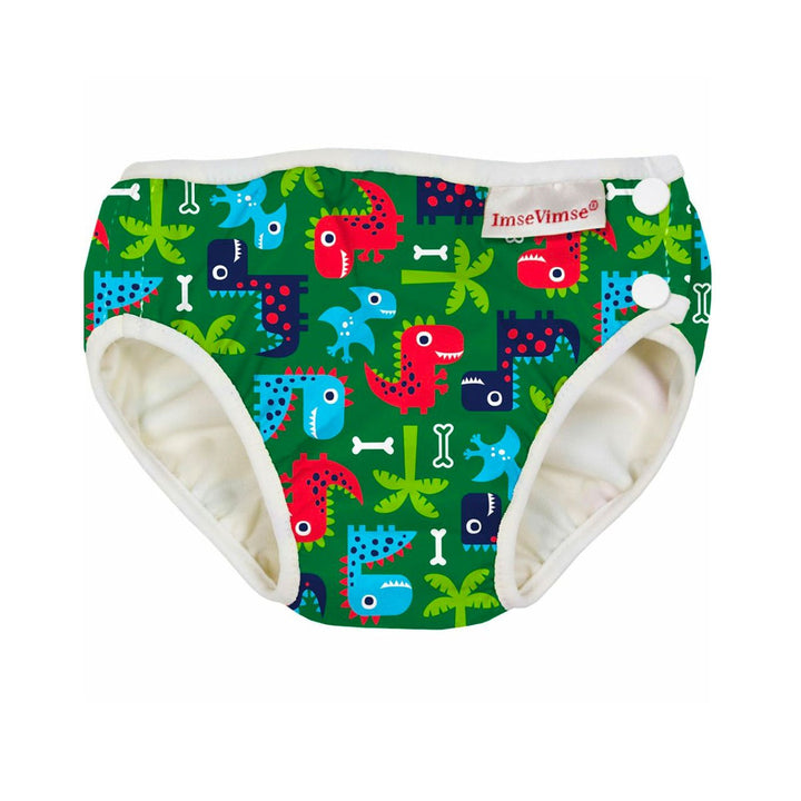 Imse Vimse Reusable Swim Nappies Imse Vimse Nappies Green Dino / Newborn (4-6kg) at Little Earth Nest Eco Shop