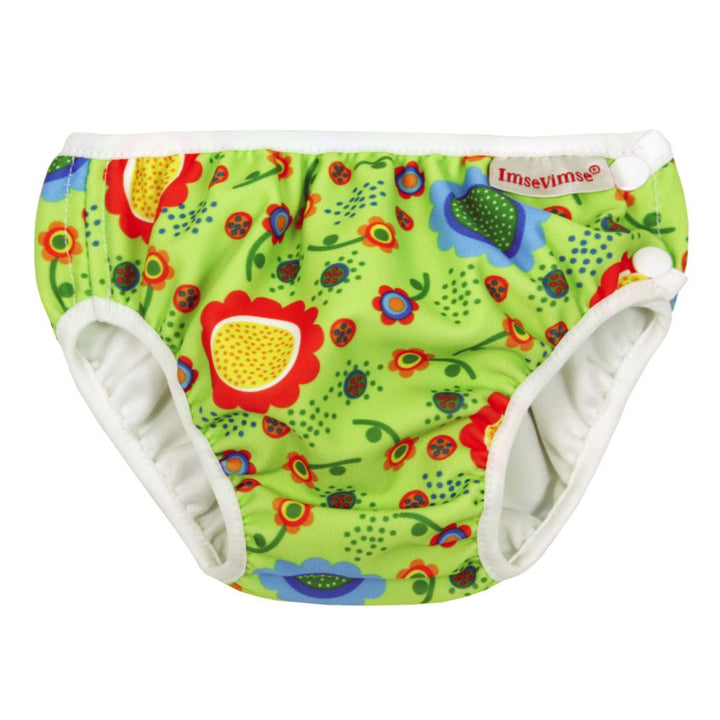 Imse Vimse Reusable Swim Nappies Imse Vimse Nappies Green Flower / Newborn (4-6kg) at Little Earth Nest Eco Shop