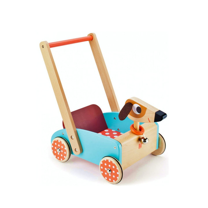 Janod Crazy Dog Cart Baby Walker Janod Push and Pull Toys at Little Earth Nest Eco Shop