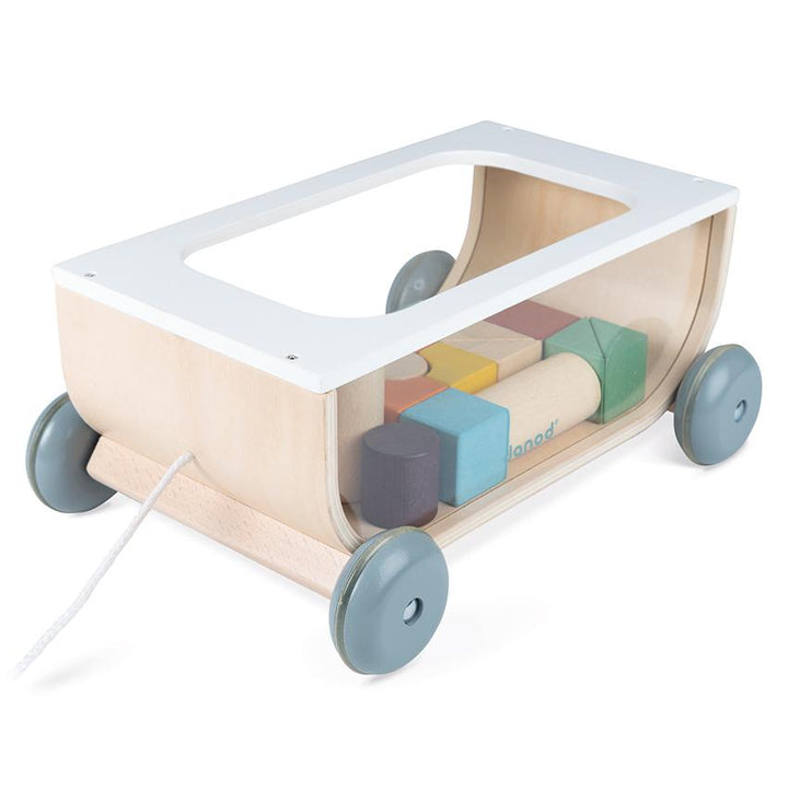 Janod Cocoon Cart with Blocks Janod Baby Activity Toys at Little Earth Nest Eco Shop