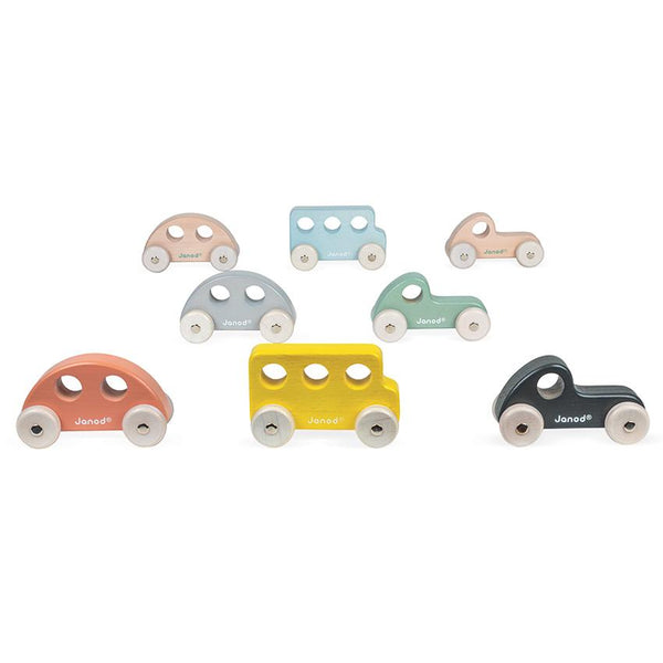 Janod Cocoon Wooden Toy Cars Janod Play Vehicles at Little Earth Nest Eco Shop