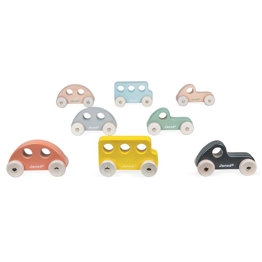 Janod Cocoon Wooden Toy Cars Janod Play Vehicles at Little Earth Nest Eco Shop Geelong Online Store Australia