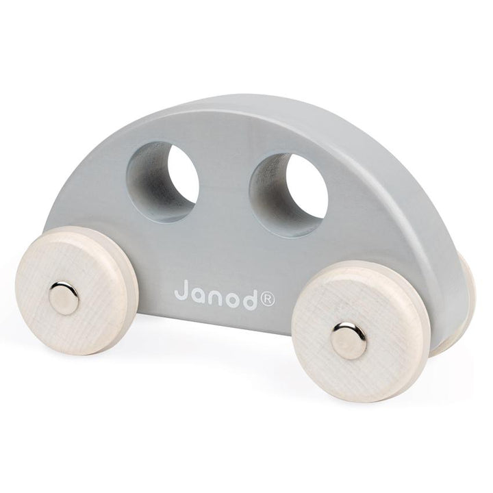 Janod Cocoon Wooden Toy Cars Janod Play Vehicles Grey Car at Little Earth Nest Eco Shop