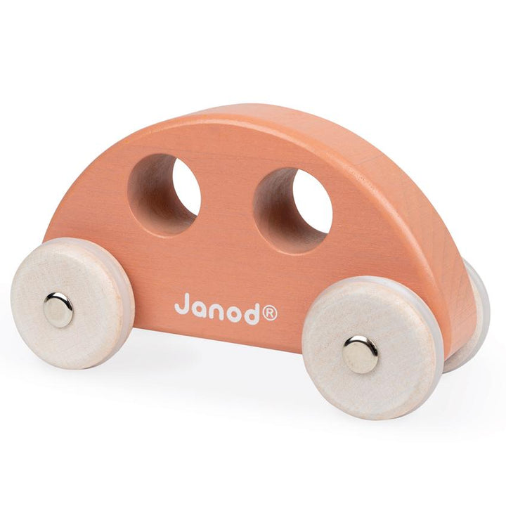 Janod Cocoon Wooden Toy Cars Janod Play Vehicles Orange Car at Little Earth Nest Eco Shop