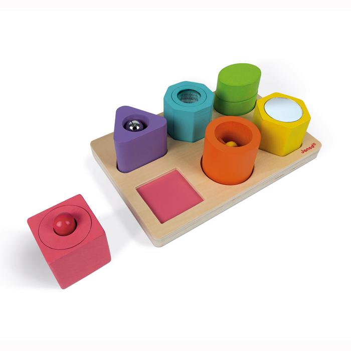 Janod Shapes and Sounds 6 Block Puzzle Janod Puzzles at Little Earth Nest Eco Shop Geelong Online Store Australia