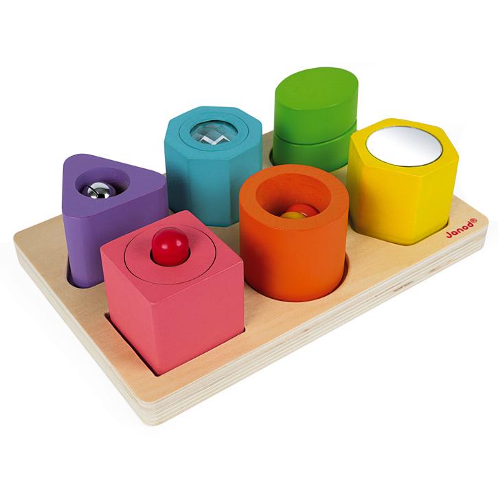 Janod Shapes and Sounds 6 Block Puzzle Janod Puzzles at Little Earth Nest Eco Shop Geelong Online Store Australia