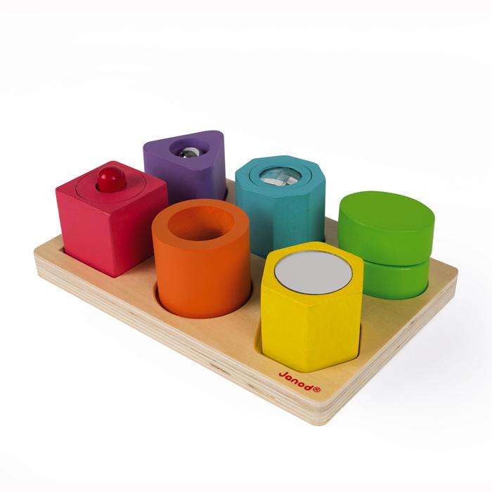 Janod Shapes and Sounds 6 Block Puzzle Janod Puzzles at Little Earth Nest Eco Shop Geelong Online Store Australia