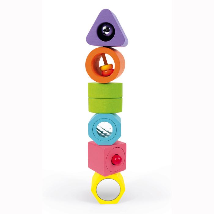Janod Shapes and Sounds 6 Block Puzzle Janod Puzzles at Little Earth Nest Eco Shop Geelong Online Store Australia