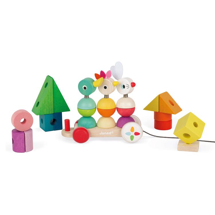 Janod Giant Rainbow Train Pull Along Toy Janod Push and Pull Toys at Little Earth Nest Eco Shop Geelong Online Store Australia