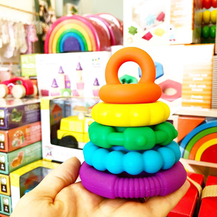 Jellystone Designs Silicone Rainbow Stacker Jellystone Designs Dummies and Teethers at Little Earth Nest Eco Shop