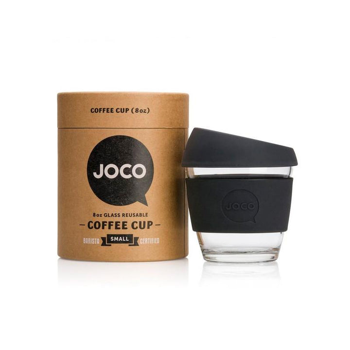 Joco Reusable Glass Cup 8oz Joco Coffee & Tea Cups Black at Little Earth Nest Eco Shop
