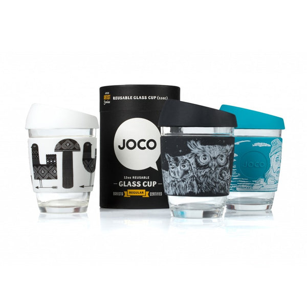 Joco 12oz Reusable Glass Cup Artist Series Joco Coffee & Tea Cups at Little Earth Nest Eco Shop