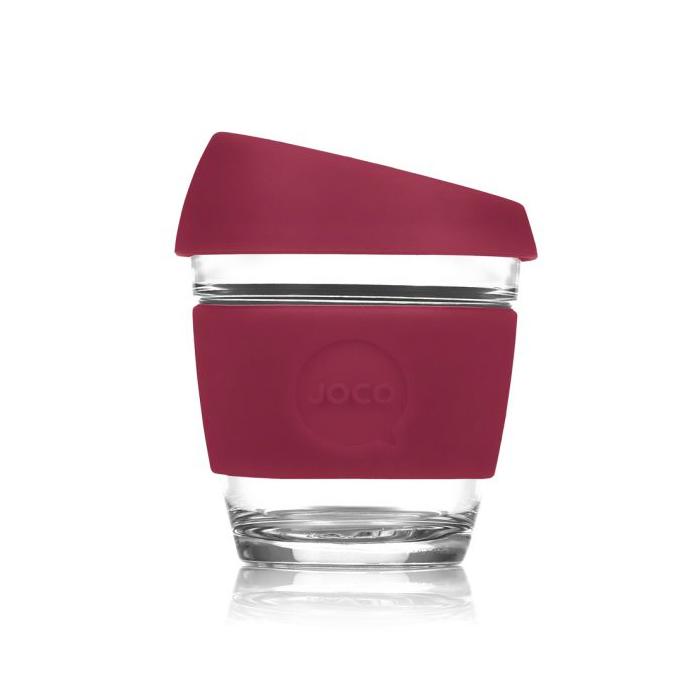 Joco Reusable Glass Cup 8oz Joco Coffee & Tea Cups Ruby Wine at Little Earth Nest Eco Shop Geelong Online Store Australia