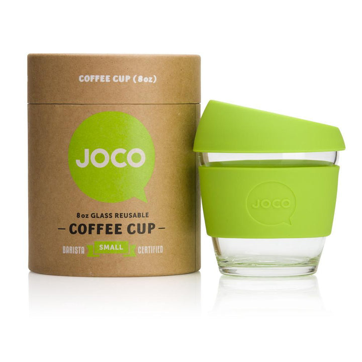 Joco Reusable Glass Cup 8oz Joco Coffee & Tea Cups Lime at Little Earth Nest Eco Shop