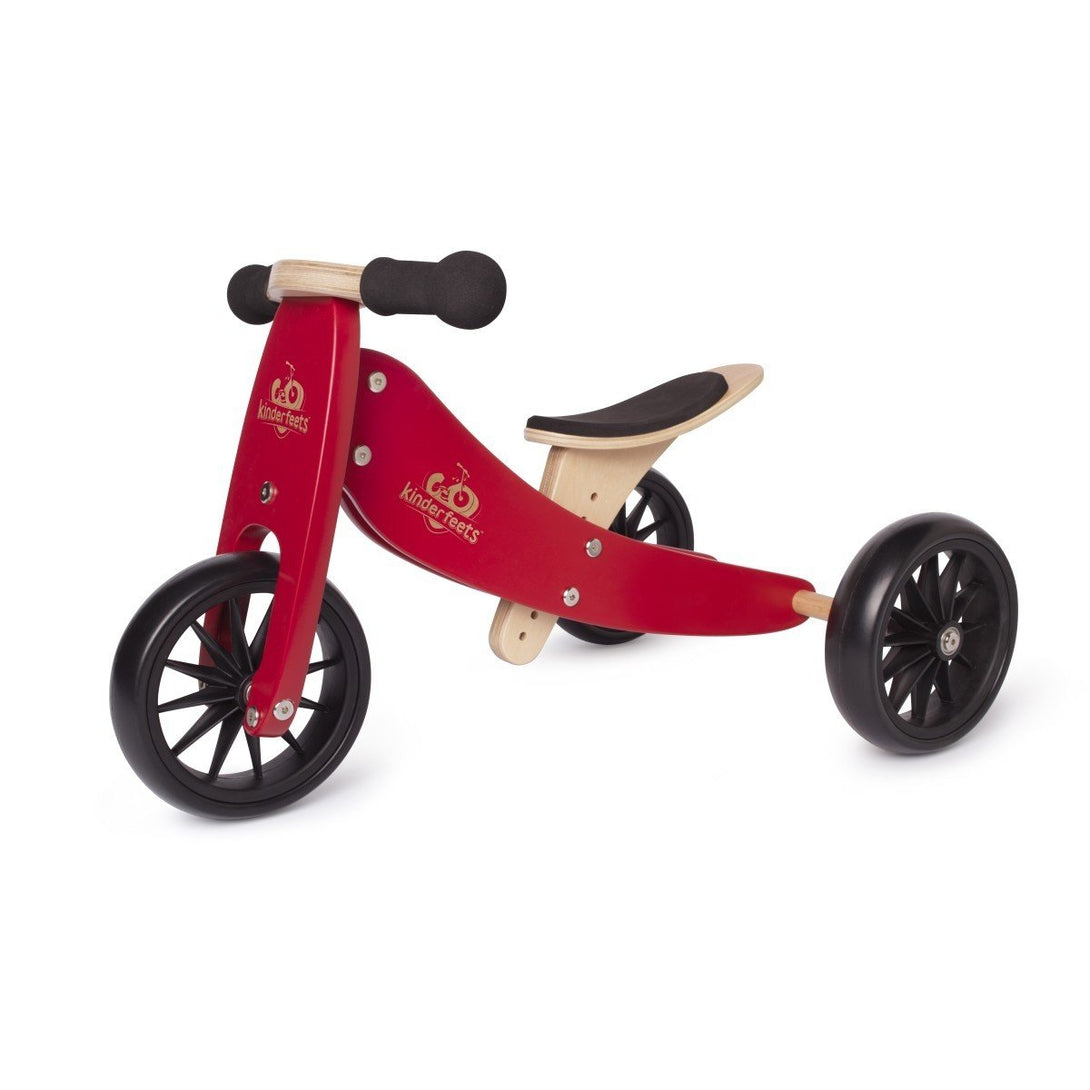 Kinderfeets Tiny Tot 2 in 1 Trike and Bike Kinderfeets Kids Riding Vehicles Cherry Red at Little Earth Nest Eco Shop Geelong Online Store Australia