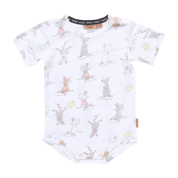 Kip and Co Organic Short Sleeve Romper Kip and Co Baby Clothing Mousing Around / 0-3 Months at Little Earth Nest Eco Shop Geelong Online Store Australia