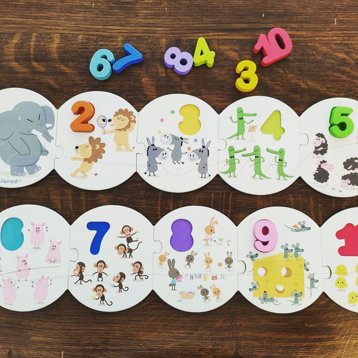 Janod Learn To Count Puzzle Janod Puzzles at Little Earth Nest Eco Shop