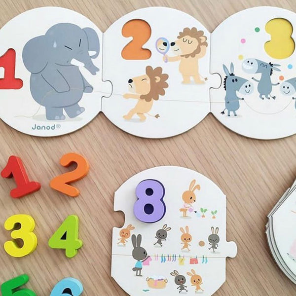 Janod Learn To Count Puzzle Janod Puzzles at Little Earth Nest Eco Shop
