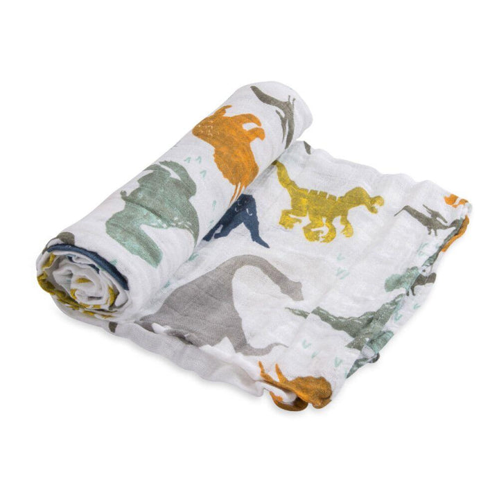 Cotton Muslin Swaddle Little Unicorn Bath and Body Dino Friends at Little Earth Nest Eco Shop