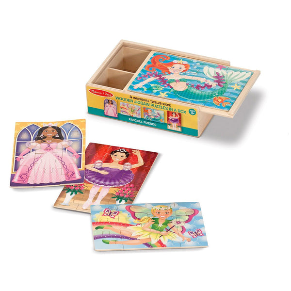 Jigsaw Puzzles in a Box - Set of 4 Melissa and Doug Puzzles Fanciful Friends at Little Earth Nest Eco Shop