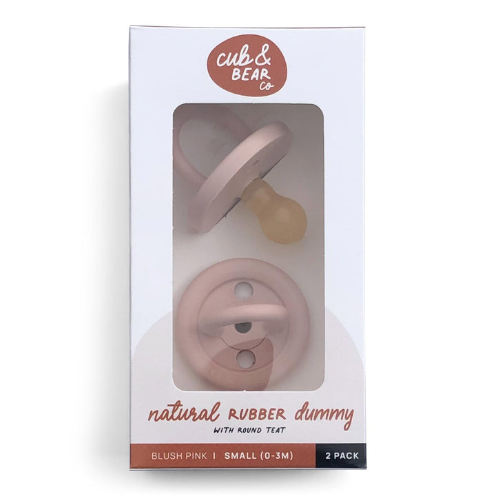 Natural Rubber Dummies by Cub and Bear Cub and Bear Dummies and Teethers Blush / Small (0-3 Months) at Little Earth Nest Eco Shop