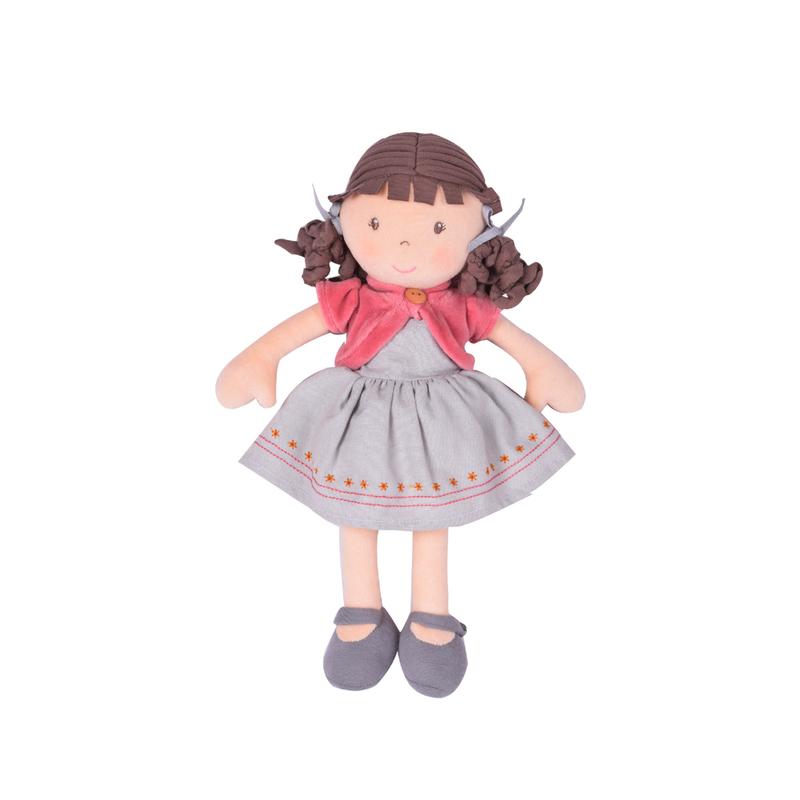 Organic Cotton Doll Bonikka General Rose - Brunette at Little Earth Nest Eco Shop Geelong Online Store Australia