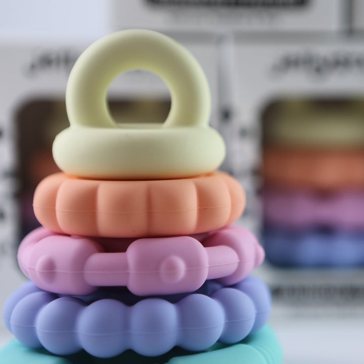 Jellystone Designs Pastel Teething Stacker Jellystone Designs Dummies and Teethers Pastel at Little Earth Nest Eco Shop
