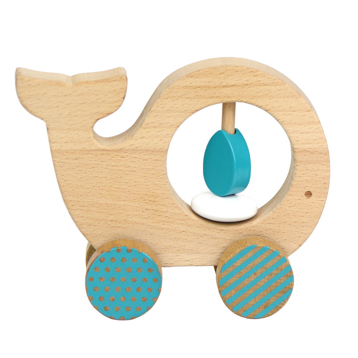 Petit Collage Wooden Push Toy Whale Petit Collage Push and Pull Toys at Little Earth Nest Eco Shop