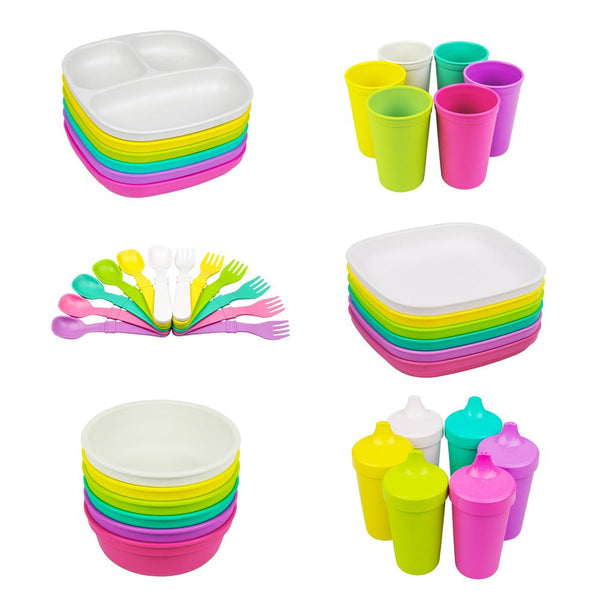 Replay 6 Piece Sets in Bright Replay Dinnerware at Little Earth Nest Eco Shop