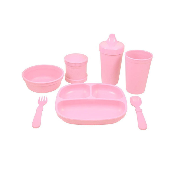 Replay Complete Feeding Set Replay Dinnerware Baby Pink / Divided Plate at Little Earth Nest Eco Shop