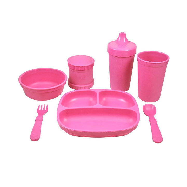 Replay Complete Feeding Set Replay Dinnerware Bright Pink / Divided Plate at Little Earth Nest Eco Shop