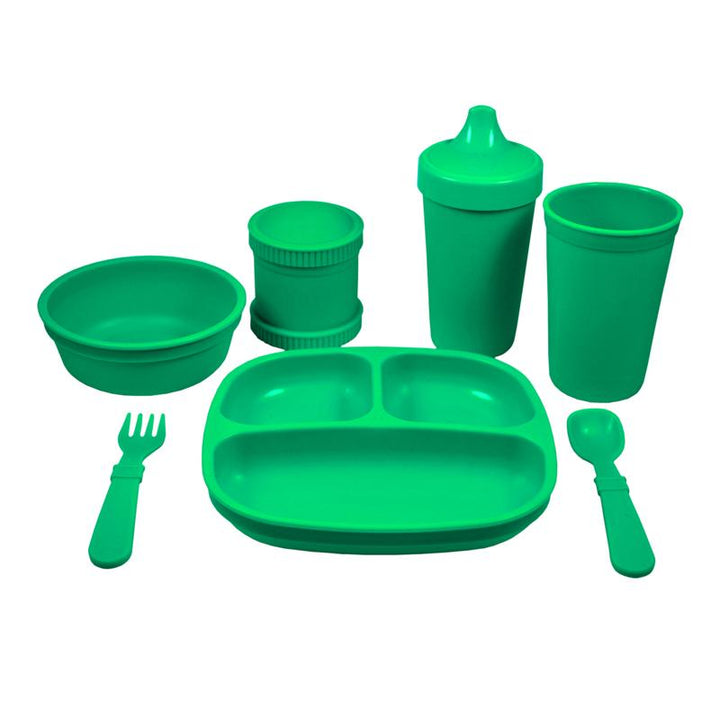 Replay Complete Feeding Set Replay Dinnerware Kelly Green / Divided Plate at Little Earth Nest Eco Shop