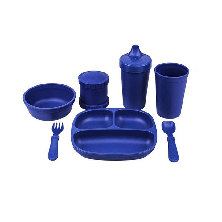 Replay Complete Feeding Set Replay Dinnerware Navy Blue / Divided Plate at Little Earth Nest Eco Shop