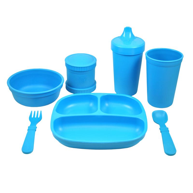 Replay Complete Feeding Set Replay Dinnerware Sky Blue / Divided Plate at Little Earth Nest Eco Shop Geelong Online Store Australia